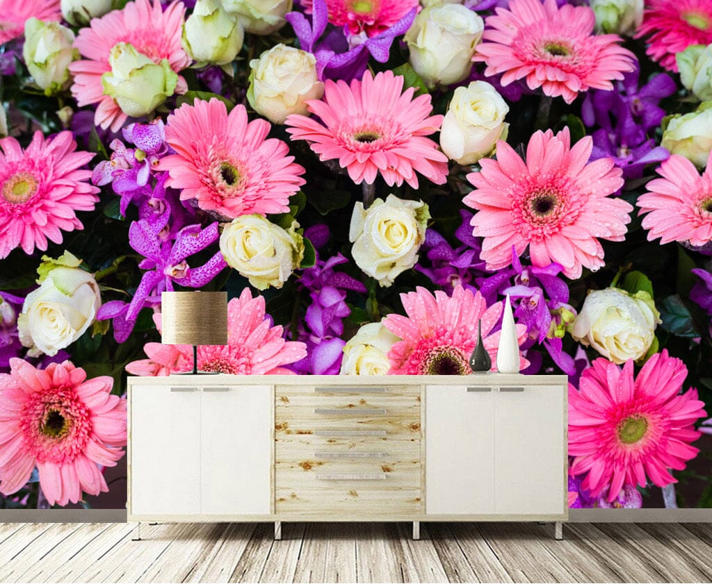 3D Rose Chrysanthemum WC046 Wall Murals Wallpaper AJ Wallpaper 2