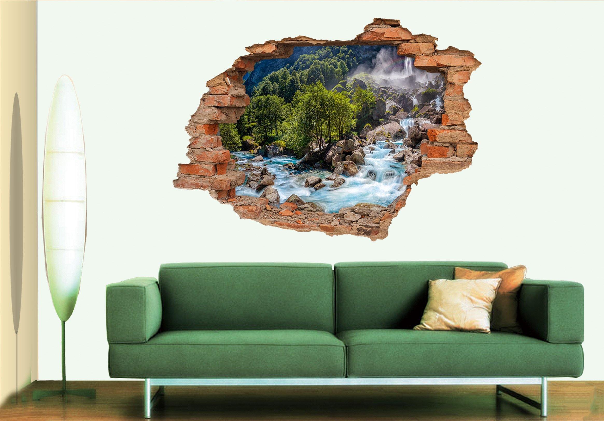 3D Mountain River 200 Broken Wall Murals Wallpaper AJ Wallpaper