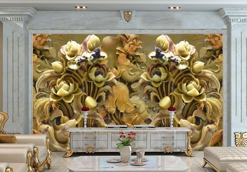 3D Carving Flowers 610 Wall Murals Wallpaper AJ Wallpaper 2