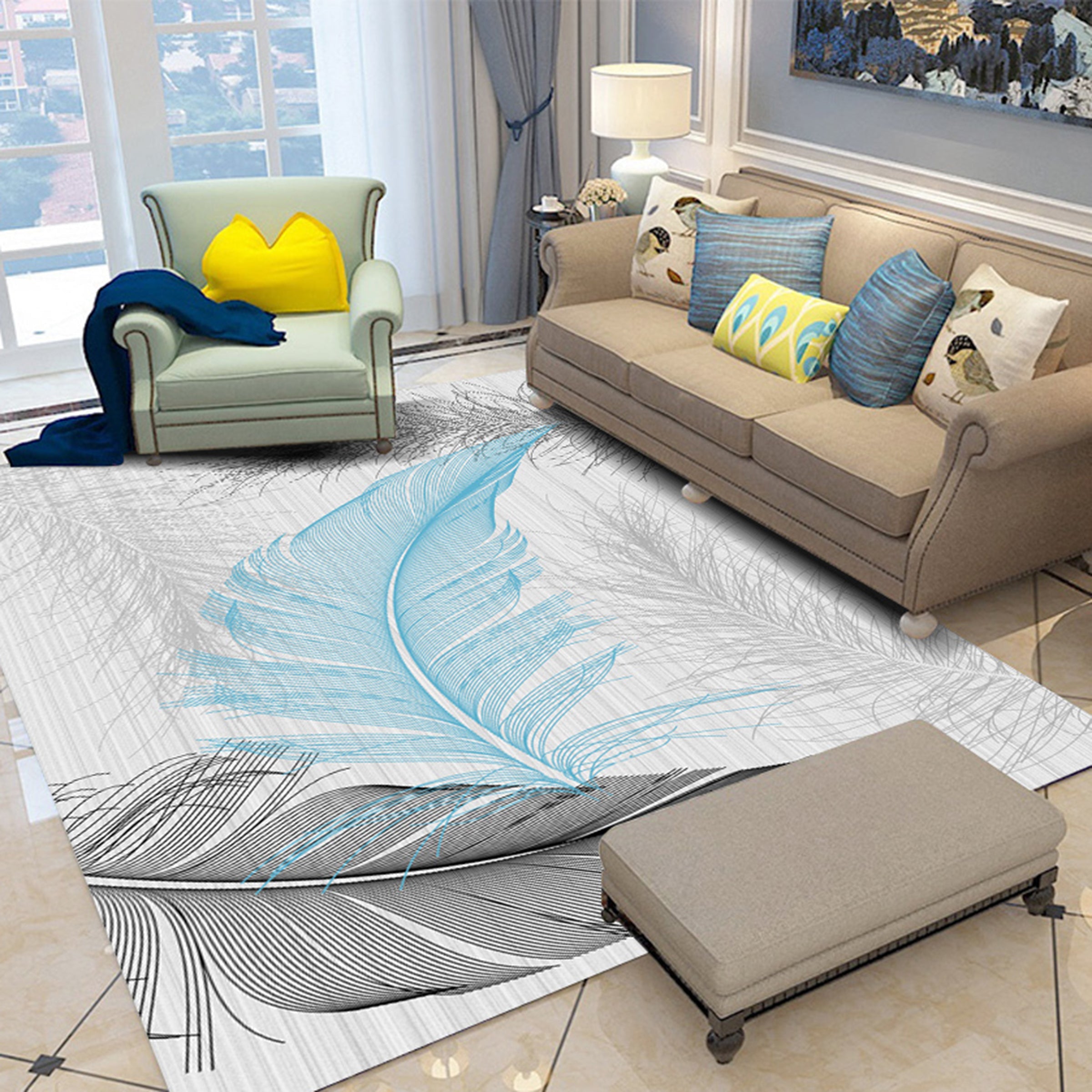 3D Colored Feather WG248 Non Slip Rug Mat Mat AJ Creativity Home
