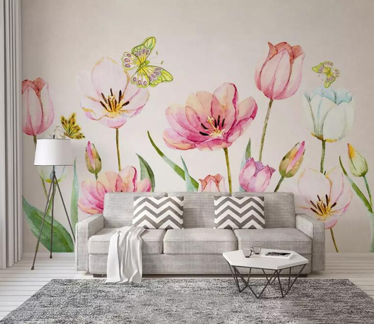 3D Flower Butterfly 1243 Wall Murals Wallpaper AJ Wallpaper 2