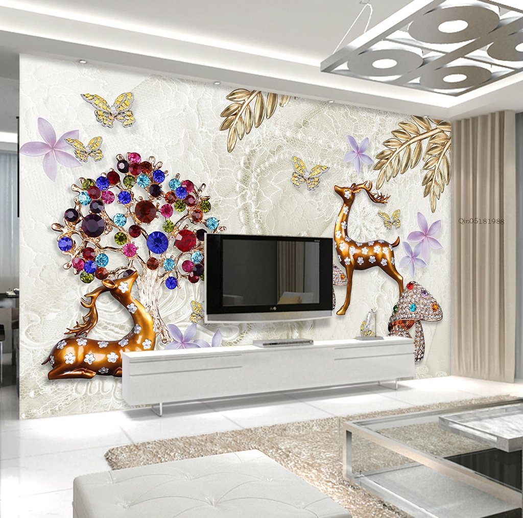 3D Deer Flower 516 Wall Murals Wallpaper AJ Wallpaper 2