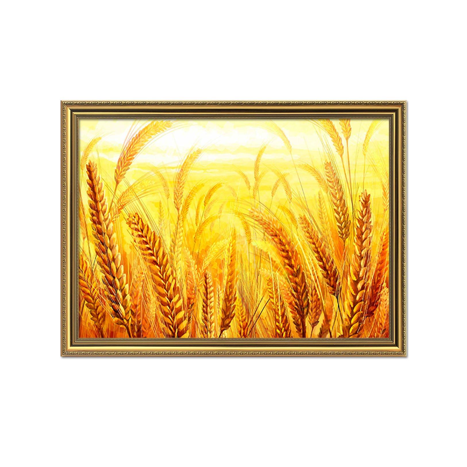 3D Golden Wheat Field 121 Fake Framed Print Painting Wallpaper AJ Creativity Home