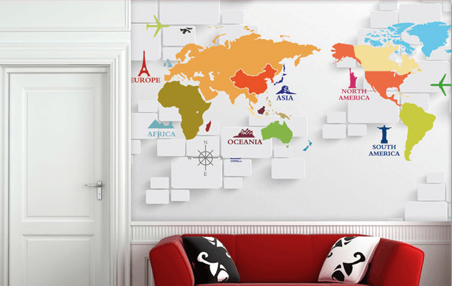 Colorful World Map Wallpaper AJ Wallpaper