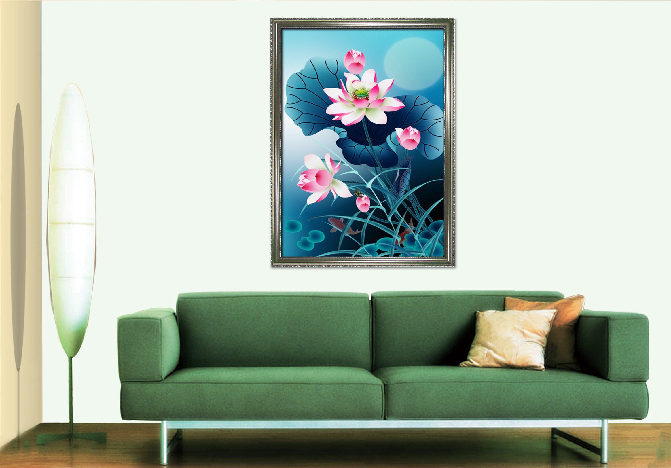 3D Lotus Pond 039 Fake Framed Print Painting Wallpaper AJ Creativity Home