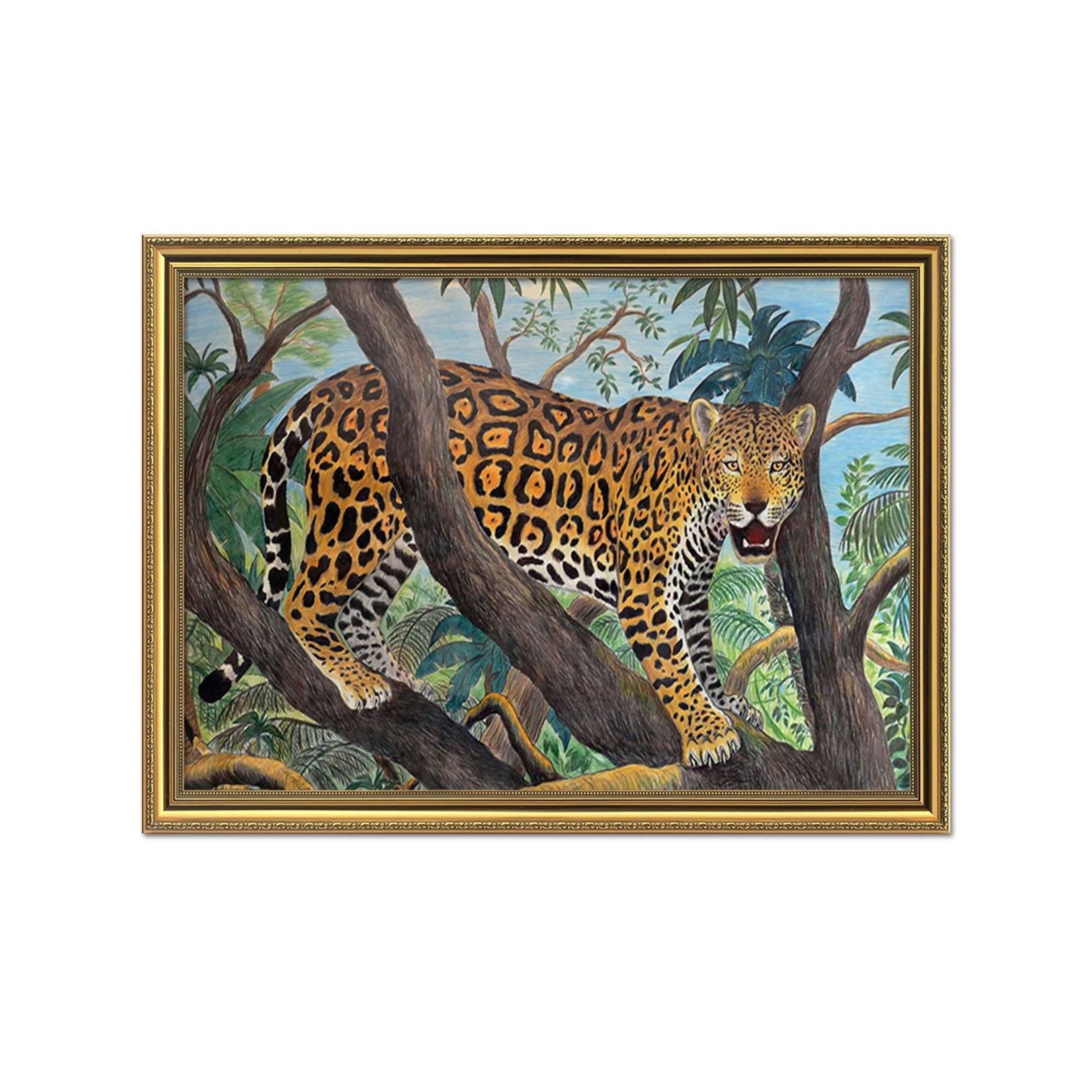 3D Big Leopard 077 Fake Framed Print Painting Wallpaper AJ Creativity Home