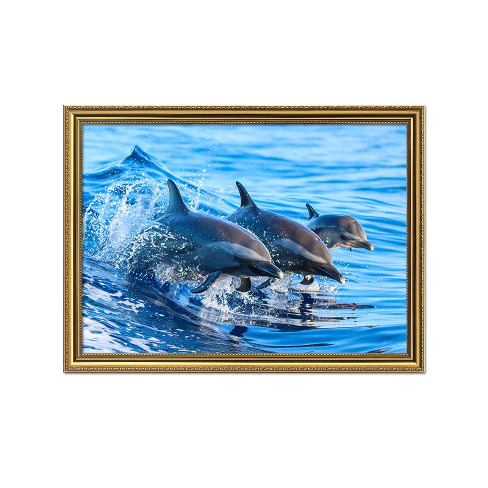 3D Lively Dolphins 194 Fake Framed Print Painting Wallpaper AJ Creativity Home