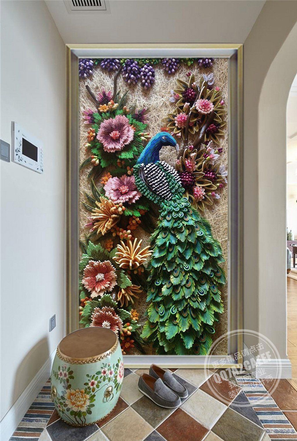 3D Peacock Flower 648 Wall Murals Wallpaper AJ Wallpaper 2