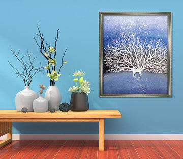 3D White Deer 098 Fake Framed Print Painting Wallpaper AJ Creativity Home 