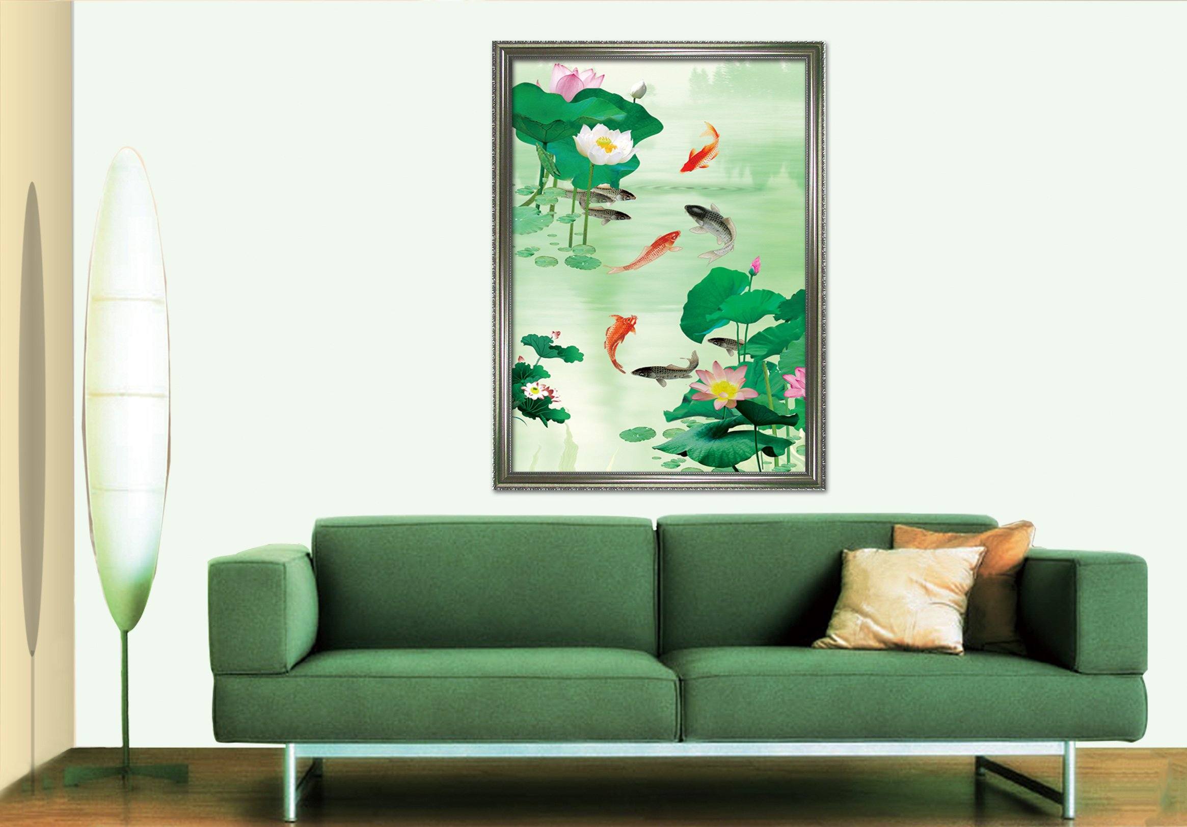 3D Fish Pond 117 Fake Framed Print Painting Wallpaper AJ Creativity Home
