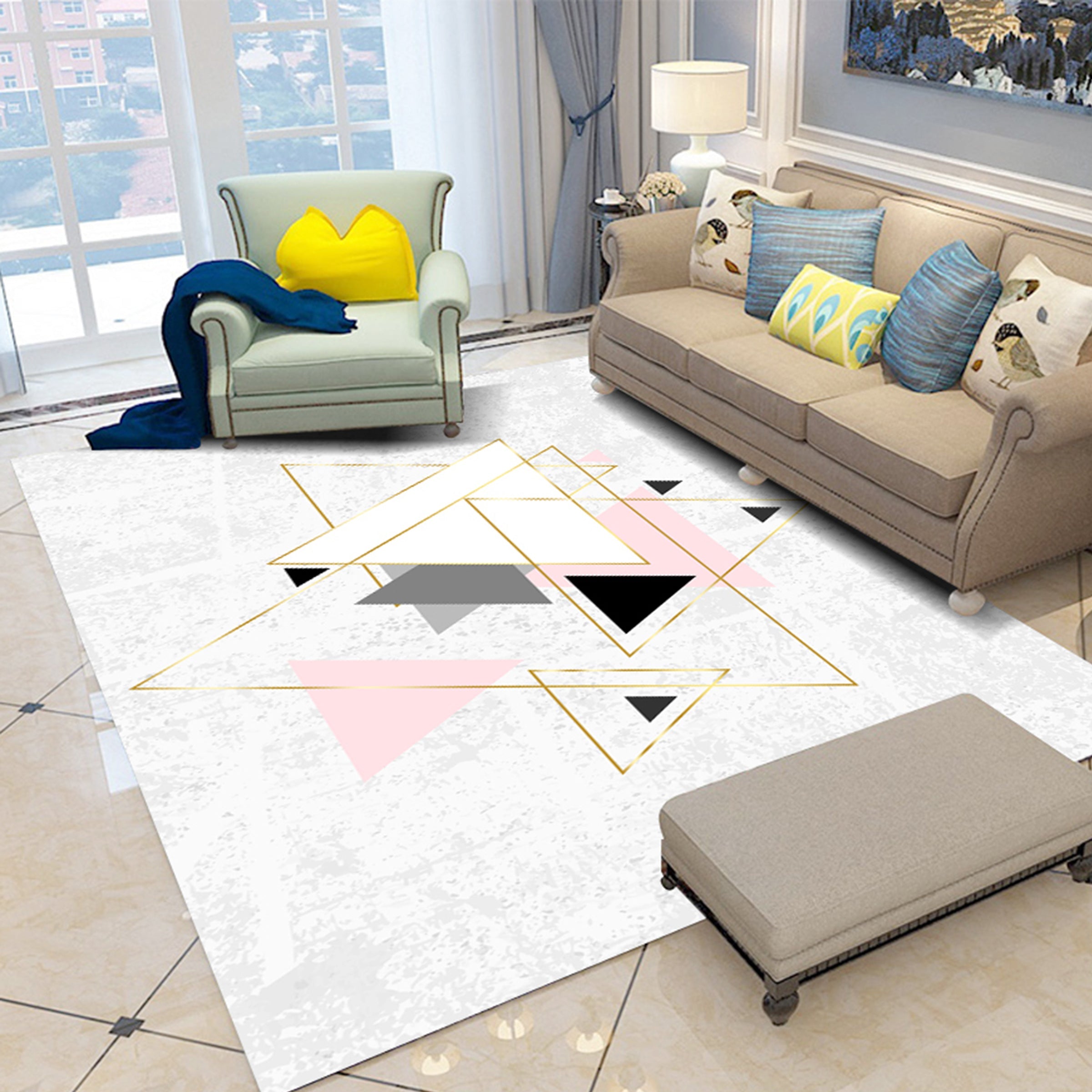 3D Colored Triangle WG251 Non Slip Rug Mat Mat AJ Creativity Home