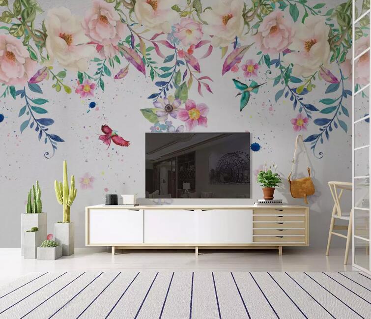 3D Colored Flowers 046 Wall Murals Wallpaper AJ Wallpaper 2