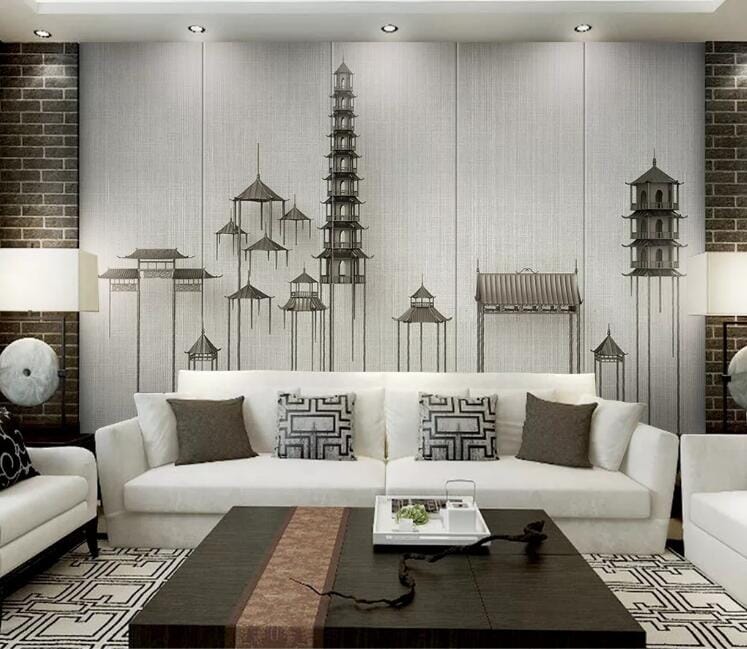 3D Sketch Building WC159 Wall Murals Wallpaper AJ Wallpaper 2