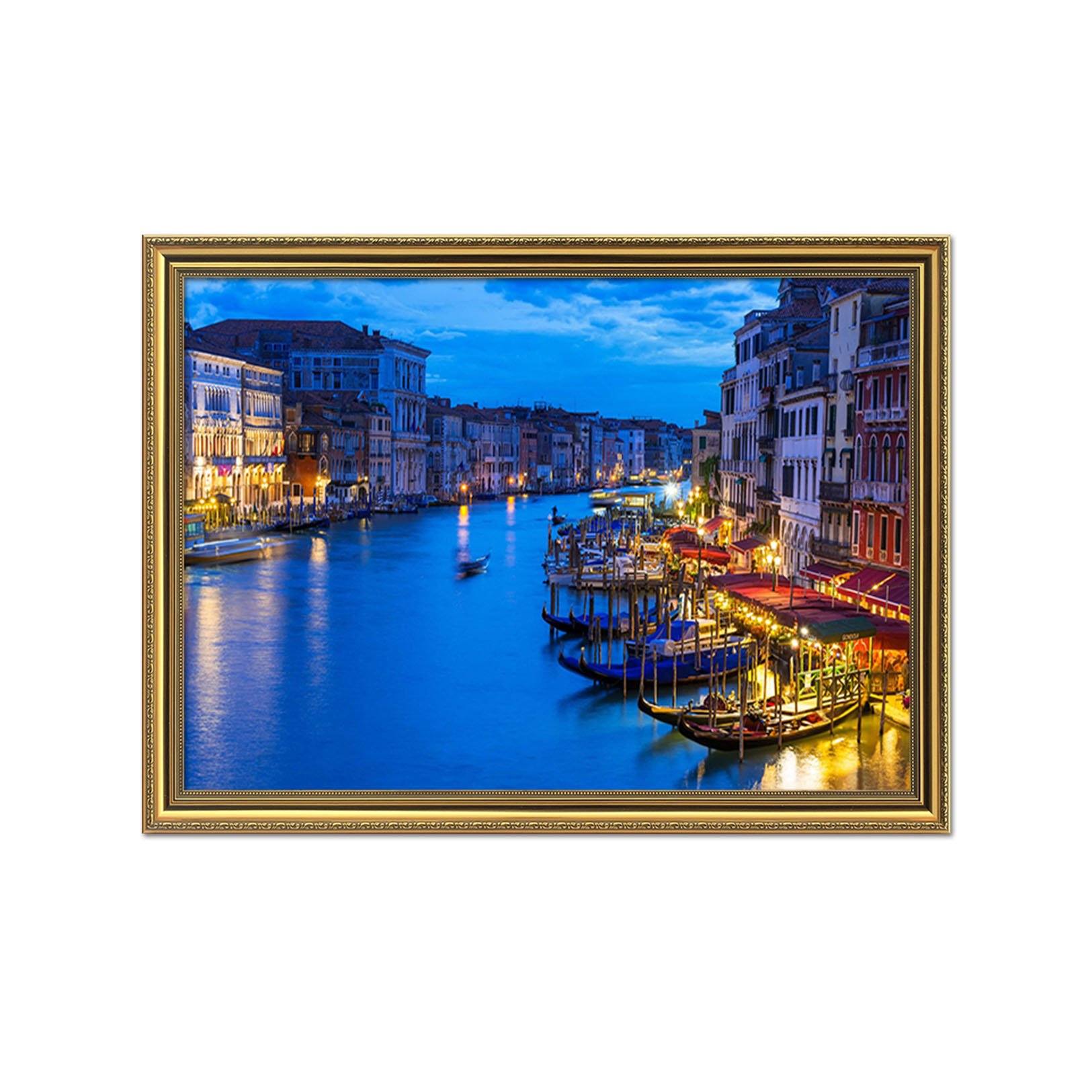 3D City Boat 052 Fake Framed Print Painting Wallpaper AJ Creativity Home