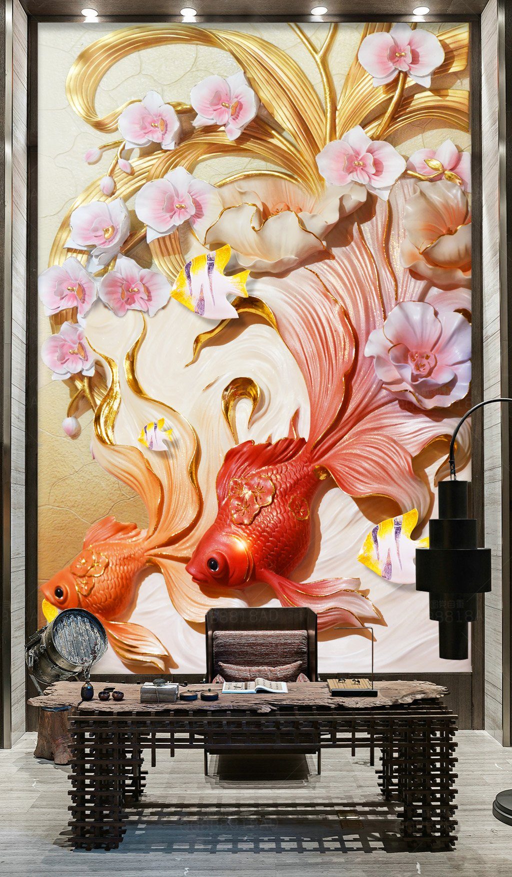 3D Two Goldfish 495 Wall Murals Wallpaper AJ Wallpaper 2