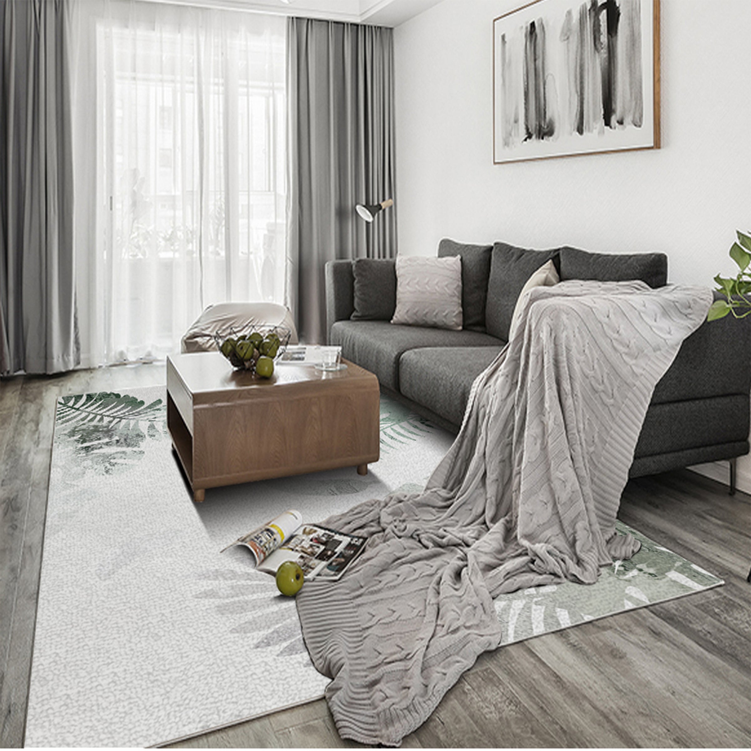 3D Green Leaves WG139 Non Slip Rug Mat Mat AJ Creativity Home