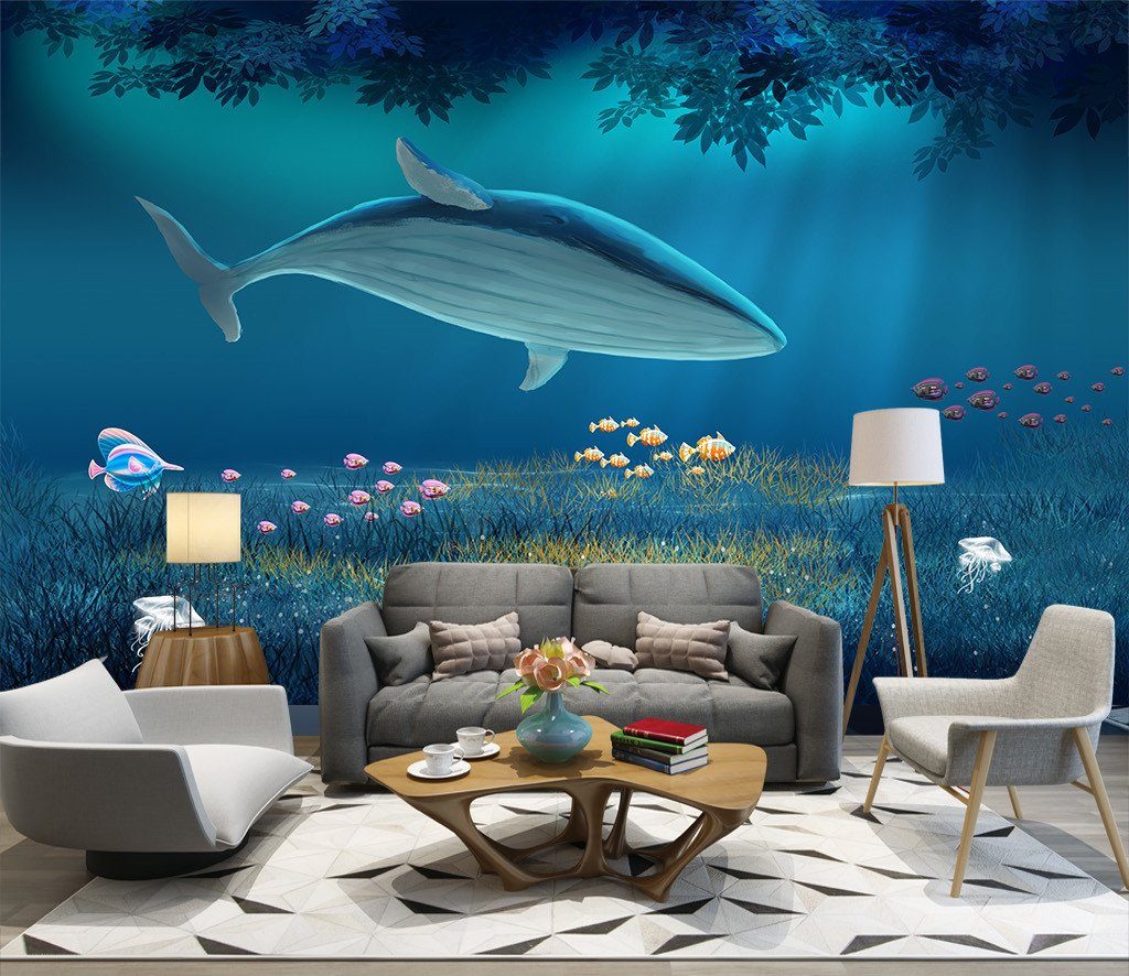 3D Deep Sea Shark 703 Wall Murals Wallpaper AJ Wallpaper 2