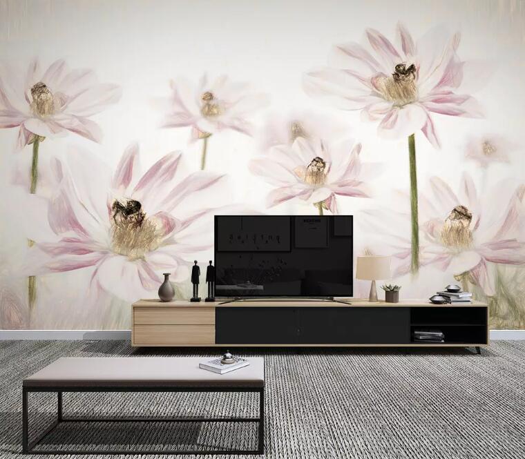 3D Pink Flowers 620 Wall Murals Wallpaper AJ Wallpaper 2