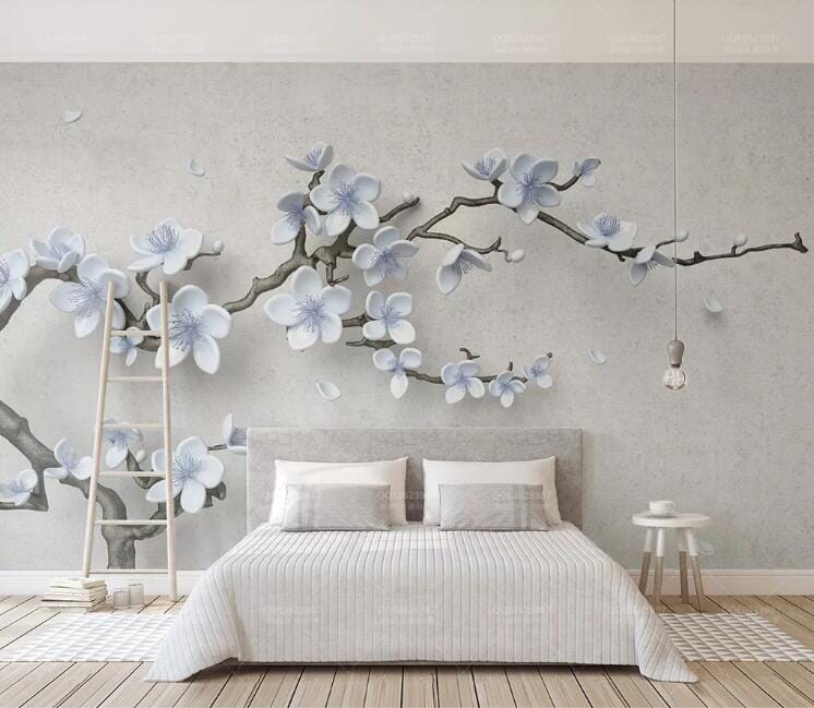 3D Blue Flowers WC230 Wall Murals Wallpaper AJ Wallpaper 2