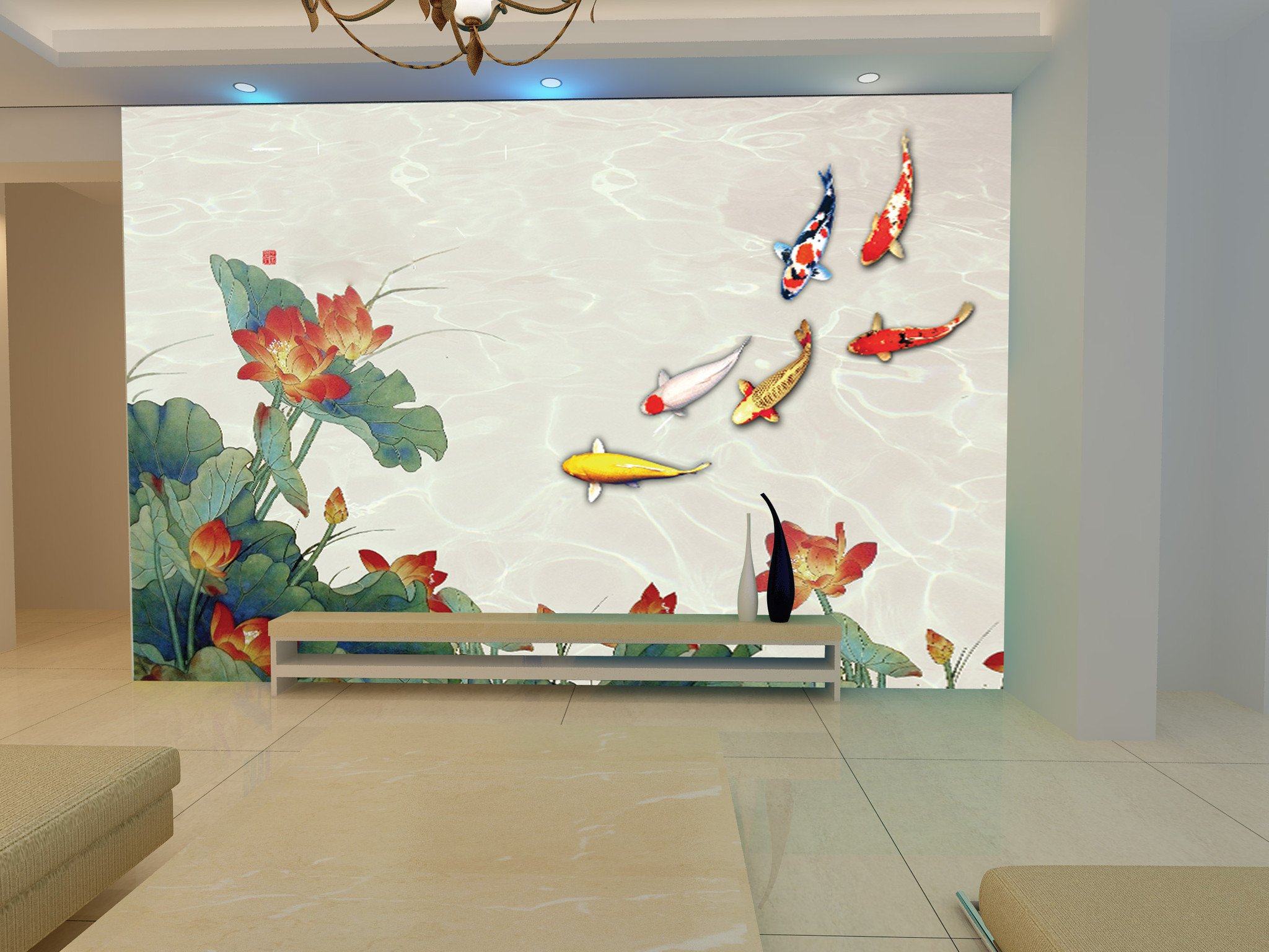 Lotus Goldfish Pond Wallpaper AJ Wallpaper 2