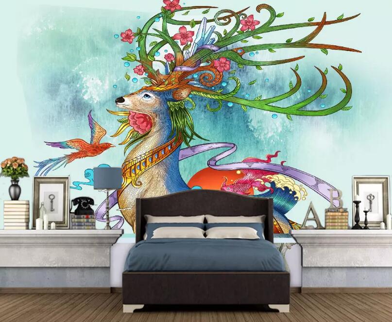3D Color Deer 1173 Wall Murals Wallpaper AJ Wallpaper 2