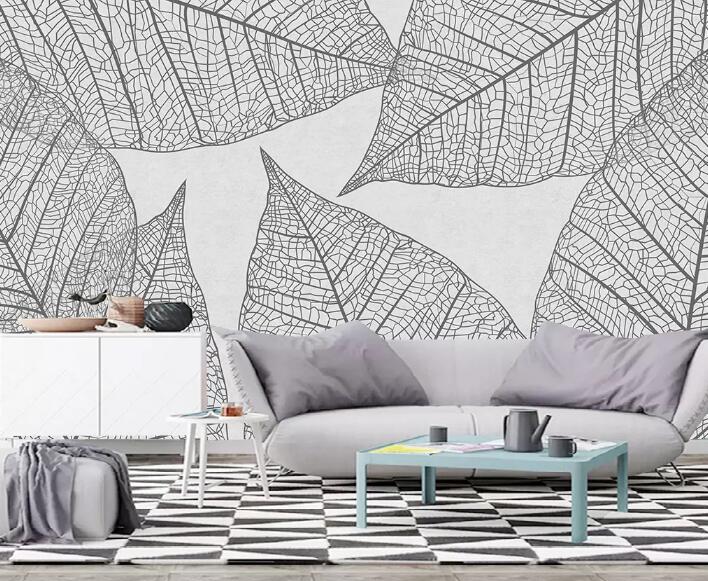 3D Gray Leaves 1112 Wall Murals Wallpaper AJ Wallpaper 2