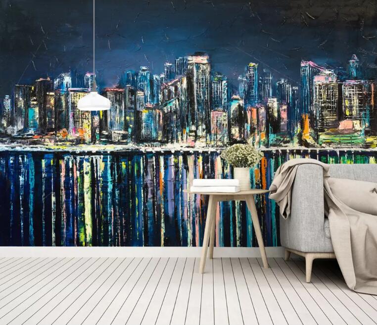 3D City Night Scene 885 Wall Murals Wallpaper AJ Wallpaper 2