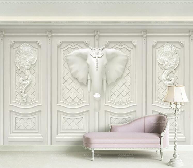 3D White Elephant WC153 Wall Murals Wallpaper AJ Wallpaper 2