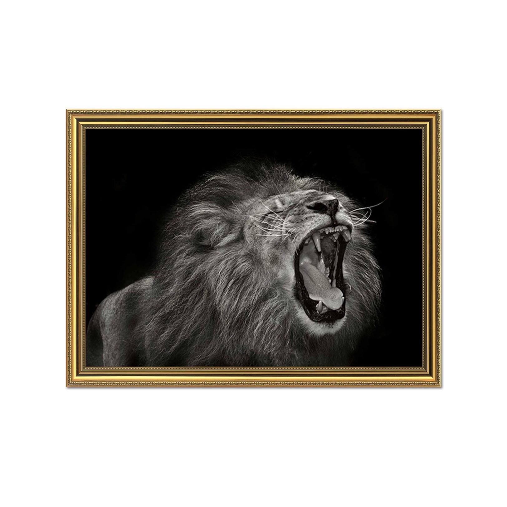 3D Roaring Tiger 084 Fake Framed Print Painting Wallpaper AJ Creativity Home