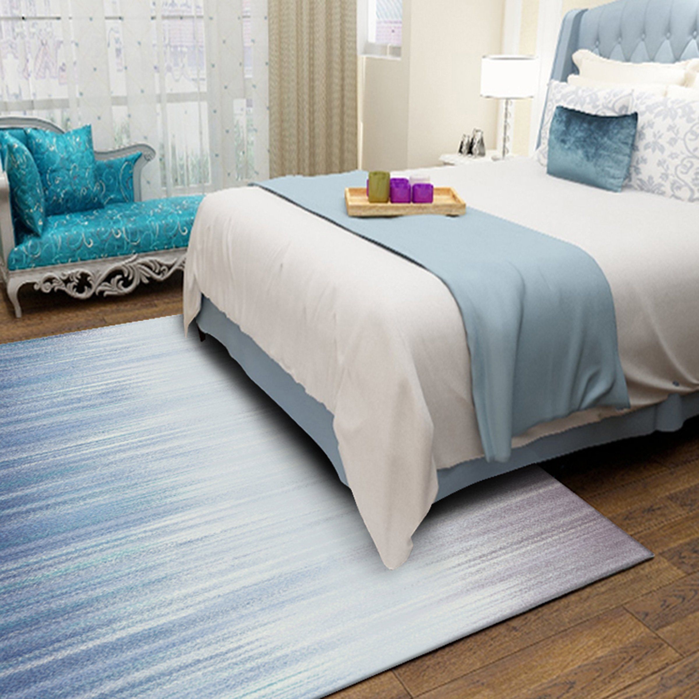 3D Blue Stripes WG191 Non Slip Rug Mat Mat AJ Creativity Home