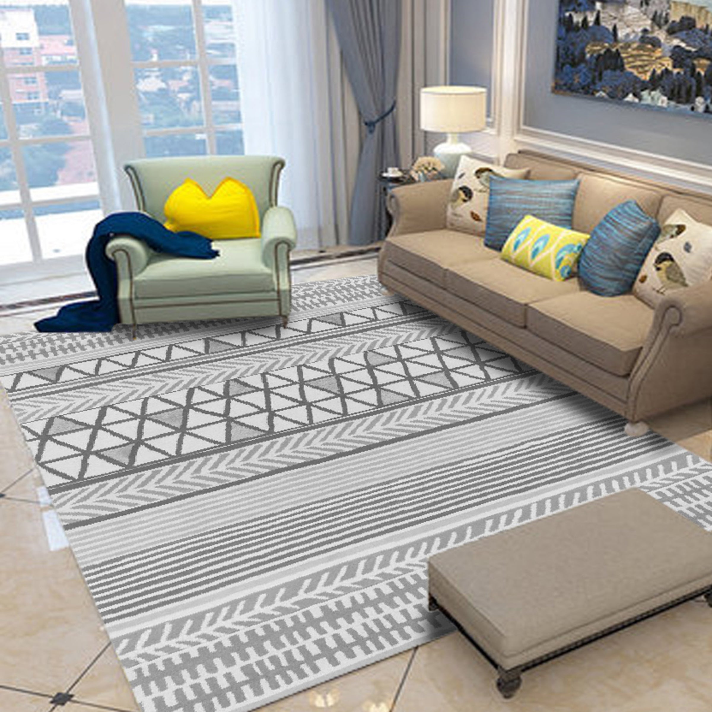 3D Color Geometry WG207 Non Slip Rug Mat Mat AJ Creativity Home