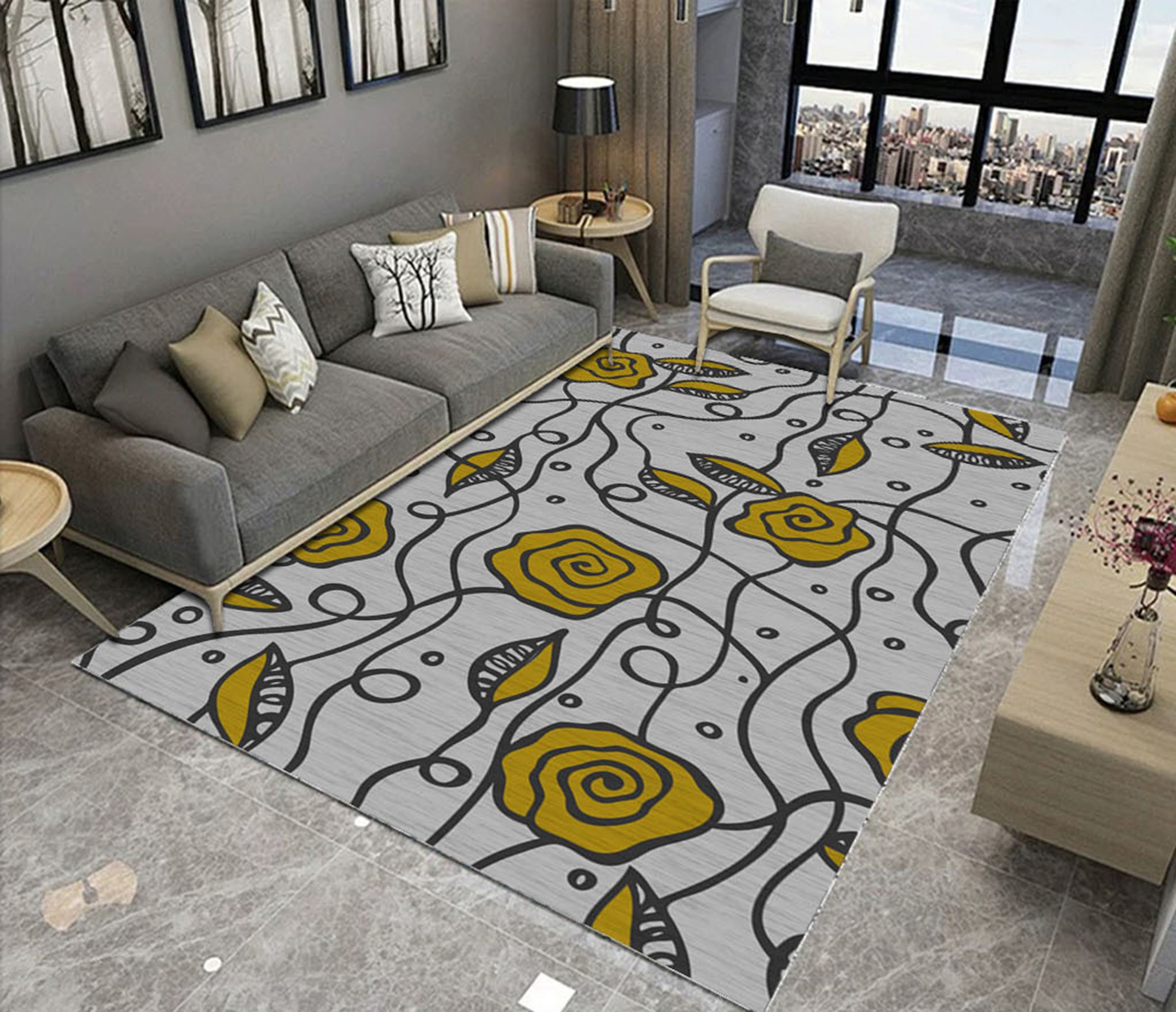 3D Flower Cluster WG520 Non Slip Rug Mat Mat AJ Creativity Home