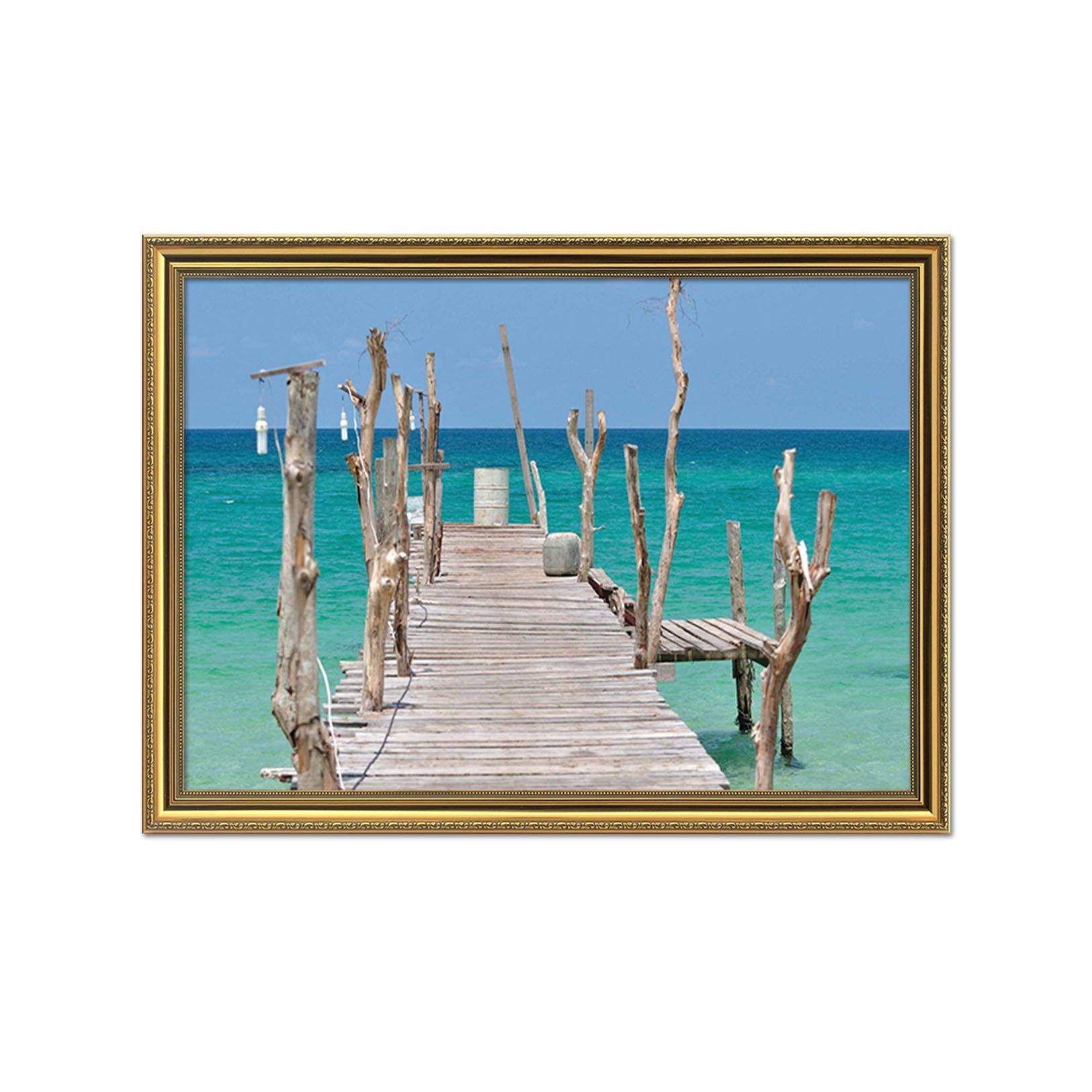 3D Wooden Bridge 066 Fake Framed Print Painting Wallpaper AJ Creativity Home