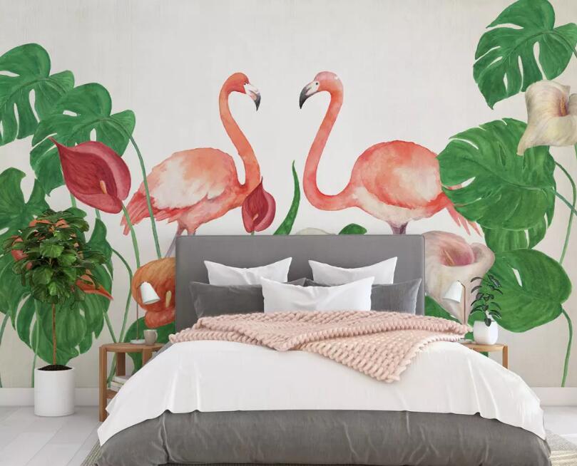 3D Pink Flamingo 1305 Wall Murals Wallpaper AJ Wallpaper 2