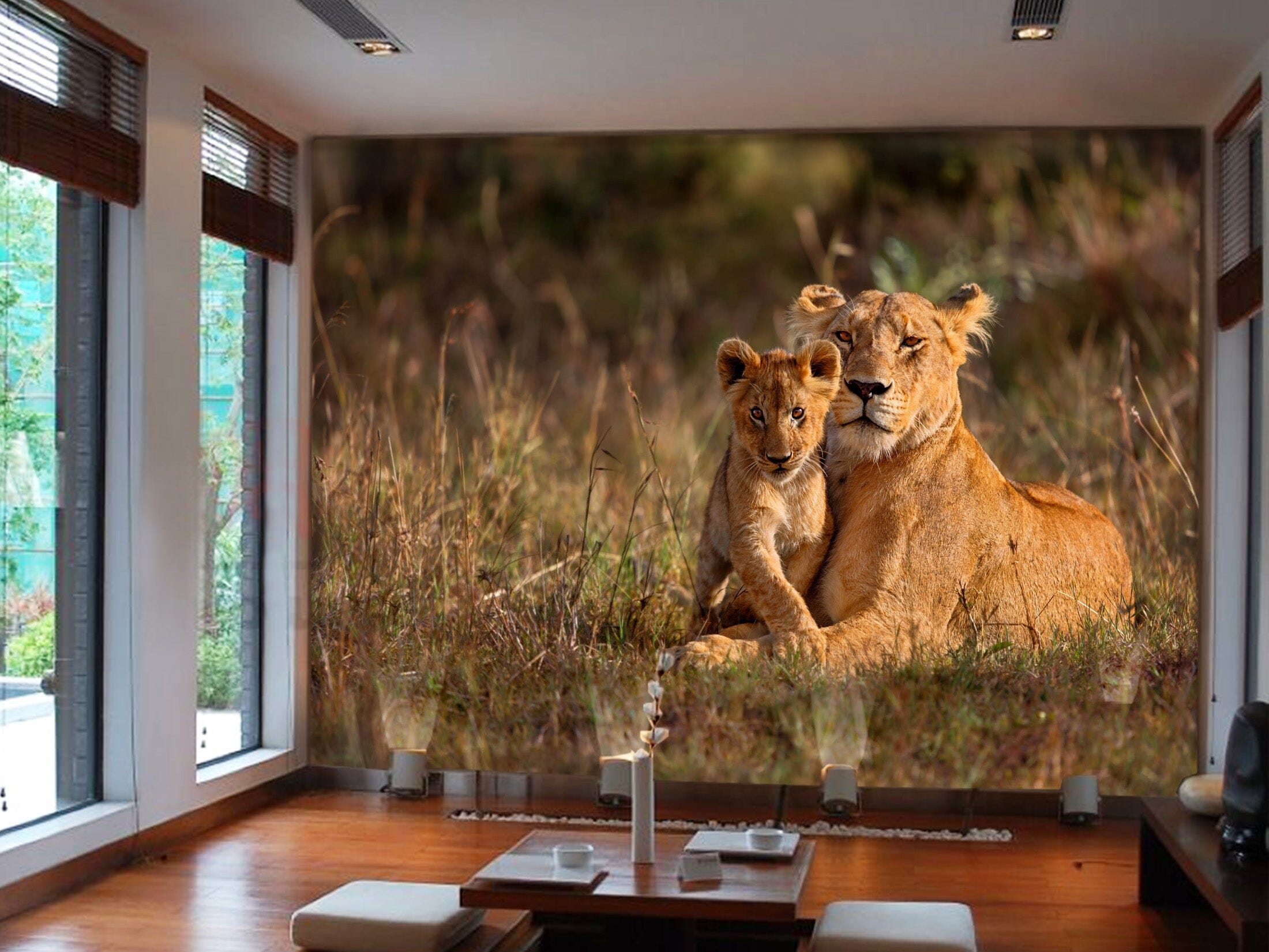3D Lion Family 1072 Wall Murals Wallpaper AJ Wallpaper 2
