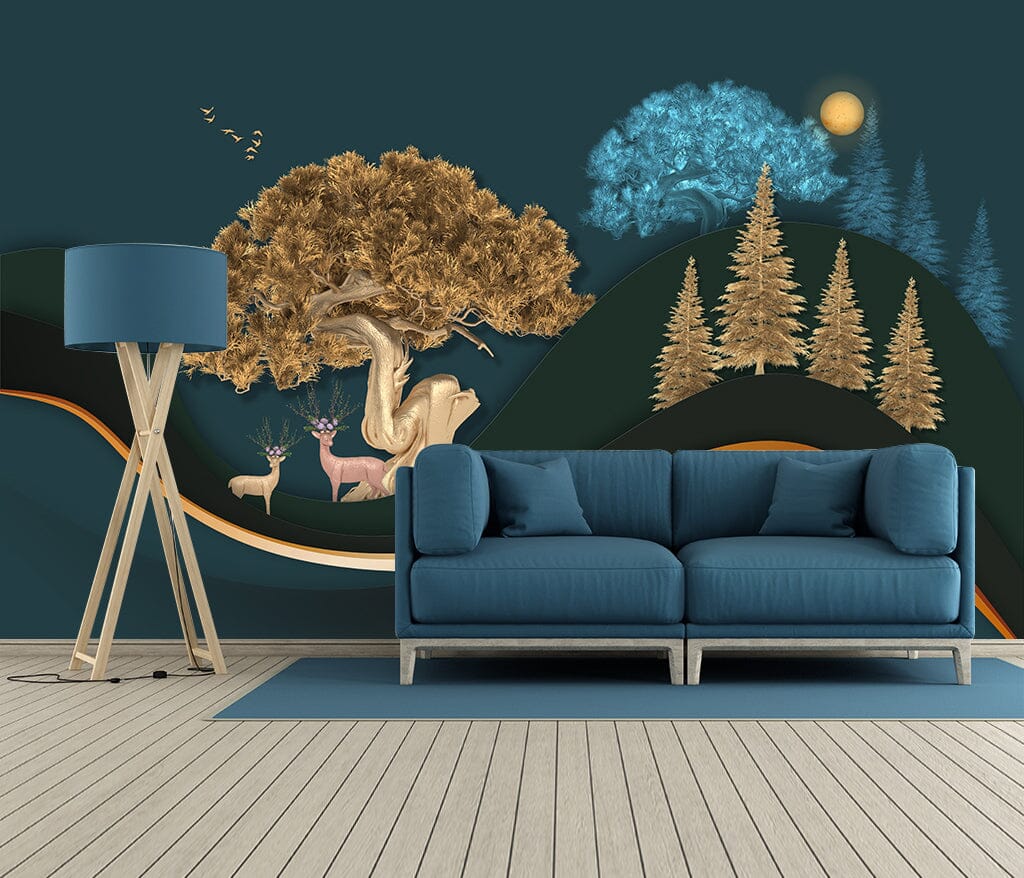3D Fallow Deer Grove WC066 Wall Murals Wallpaper AJ Wallpaper 2