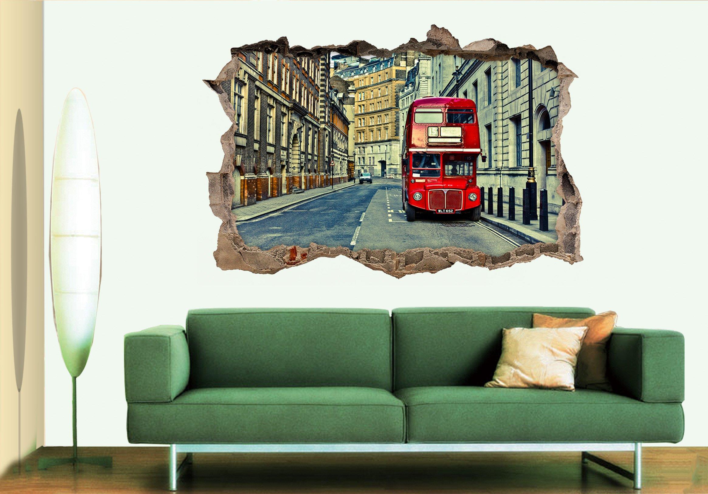 3D City Bus 103 Broken Wall Murals Wallpaper AJ Wallpaper
