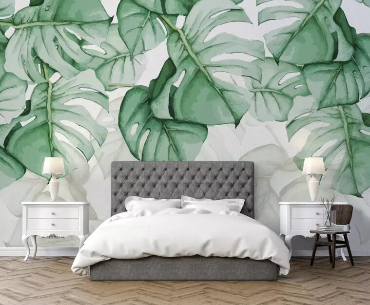 3D Green Leaves 045 Wall Murals Wallpaper AJ Wallpaper 2