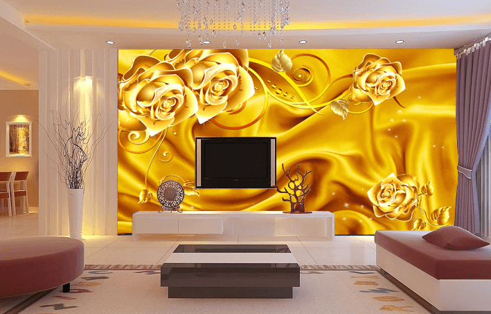 Golden Flowers Wallpaper AJ Wallpaper