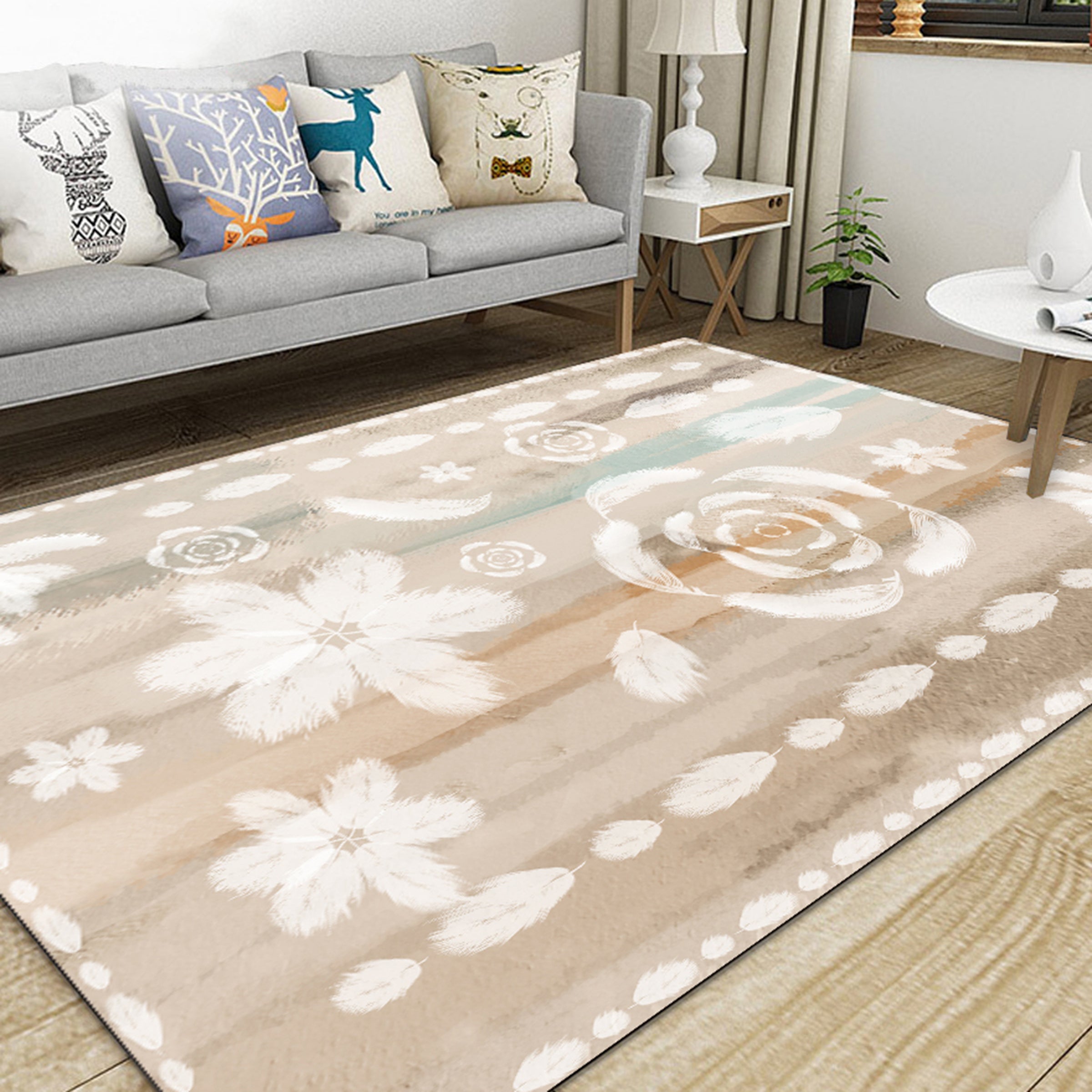 3D White Flowers WG430 Non Slip Rug Mat Mat AJ Creativity Home