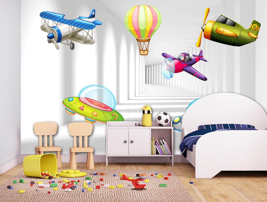 3D Balloon Plane WC020 Wall Murals Wallpaper AJ Wallpaper 2