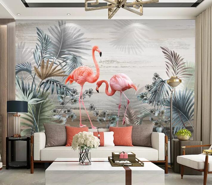 3D Pink Flamingo 1298 Wall Murals Wallpaper AJ Wallpaper 2