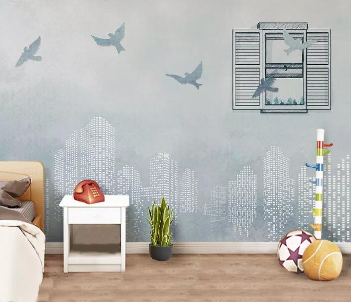 3D City Bird 342 Wall Murals Wallpaper AJ Wallpaper 2