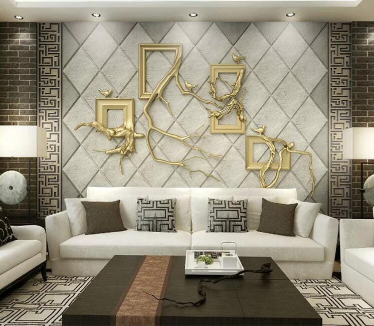 3D Gold Pattern WC158 Wall Murals Wallpaper AJ Wallpaper 2