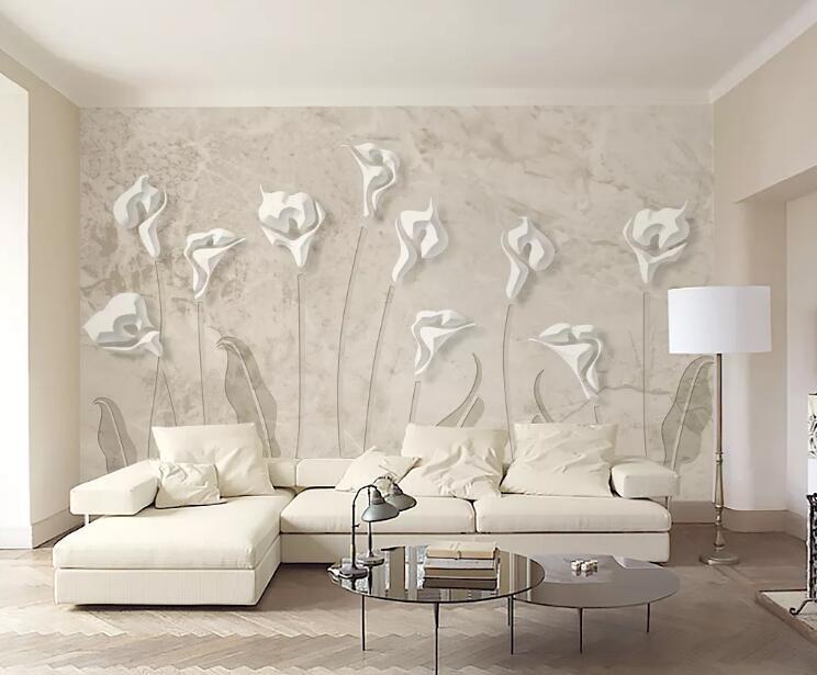 3D White Flowers 1131 Wall Murals Wallpaper AJ Wallpaper 2