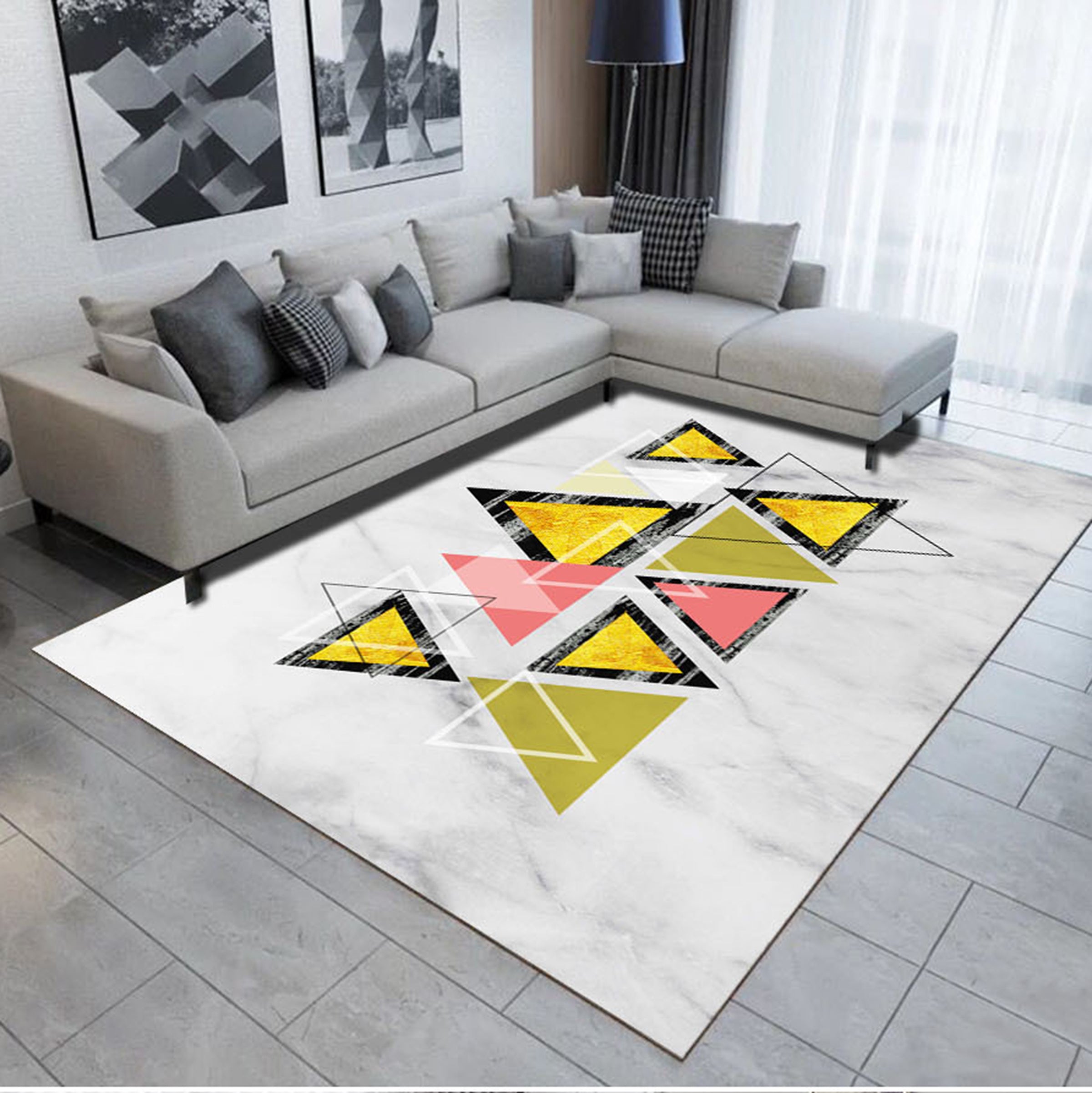 3D Colored Triangle WG498 Non Slip Rug Mat Mat AJ Creativity Home