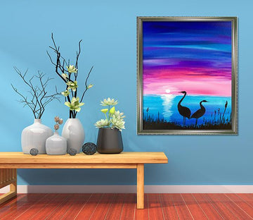 3D Moonlight Swan 100 Fake Framed Print Painting Wallpaper AJ Creativity Home 