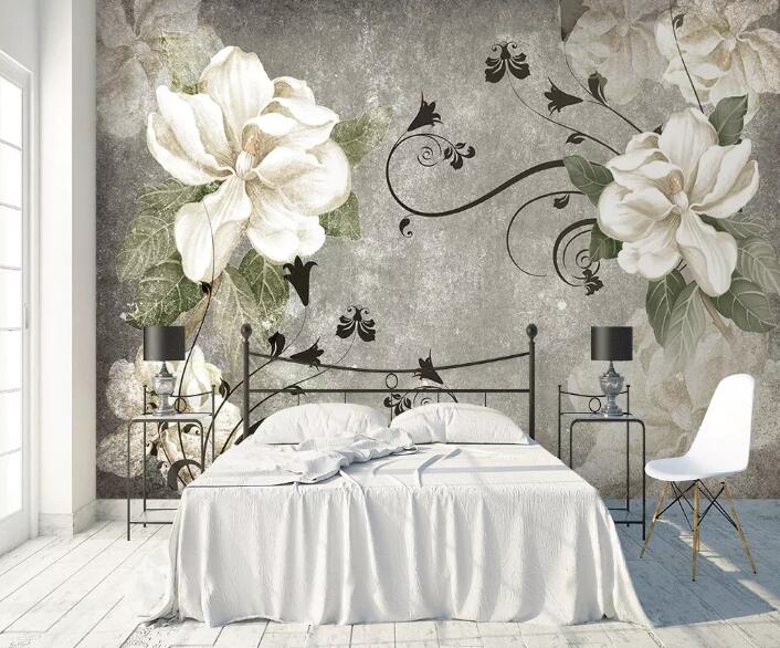 3D White Lotus Pttern 1004 Wall Murals Wallpaper AJ Wallpaper 2