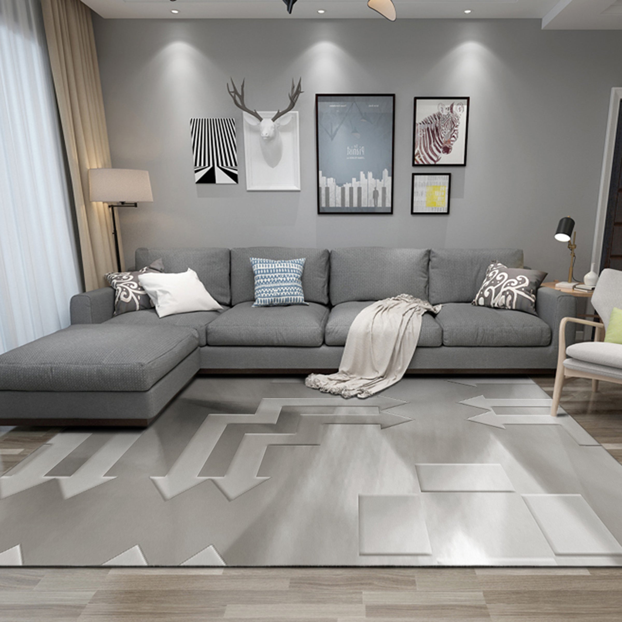 3D Gray Arrow WG198 Non Slip Rug Mat Mat AJ Creativity Home