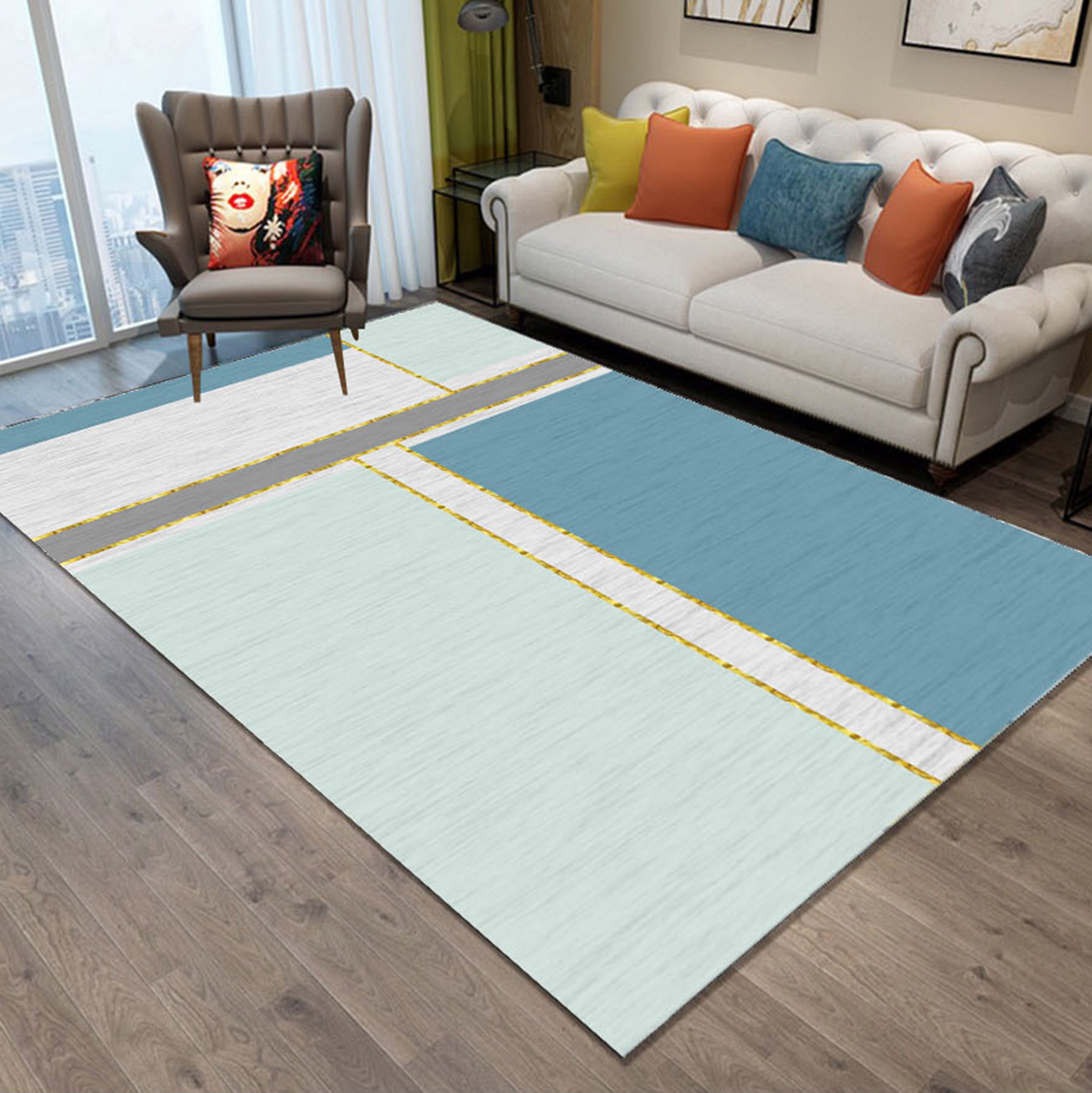 3D Color Geometry WG471 Non Slip Rug Mat Mat AJ Creativity Home